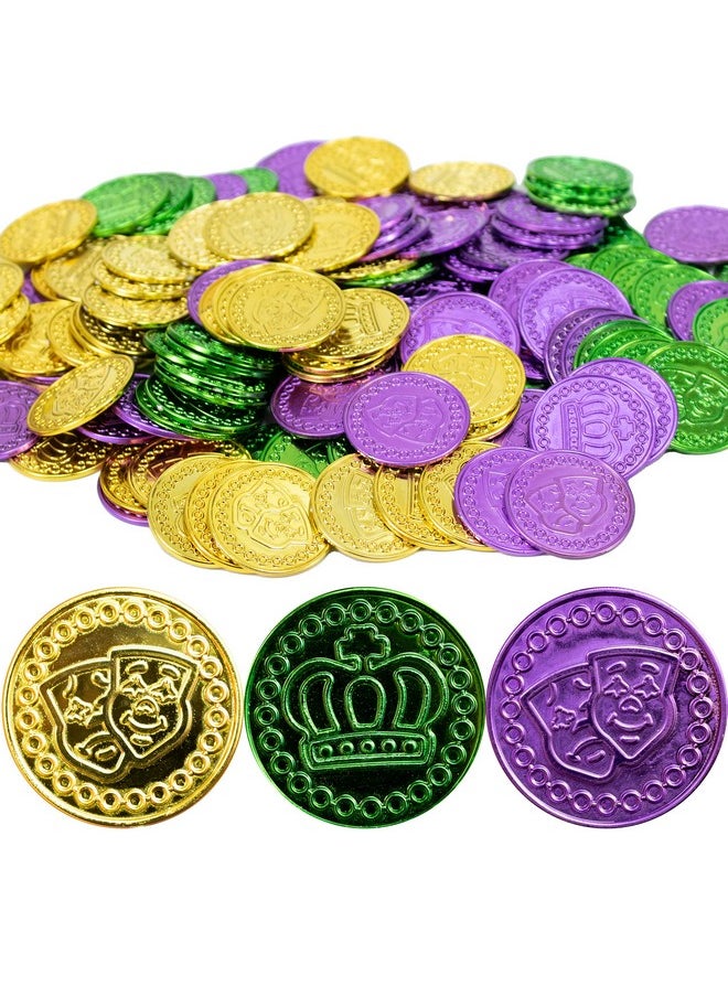 GiftExpress 144Pc Mardi Gras Plastic Coins Assorted Metallic Gold Green Purple Mardi Gras Coins Bulk For Mardi Gras Parade Party Favors  - Image 1