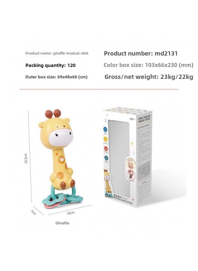 Export Baby Rattle Cartoon Tooth Gum Rhythm Stick Hand-held Soothing Bb Stick Light Music Rattle Toy-Color:Bear Bb Stick - Image 4