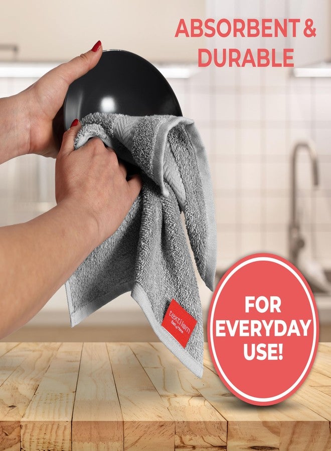 TEXTILOM 100% Turkish Cotton 4 Piece Luxury Washcloth Towel Set for Bathroom & Kitchen, Thick & Super Soft & Highly Absorbent & Quick Dry for Face and Hand- Grey - Image 2