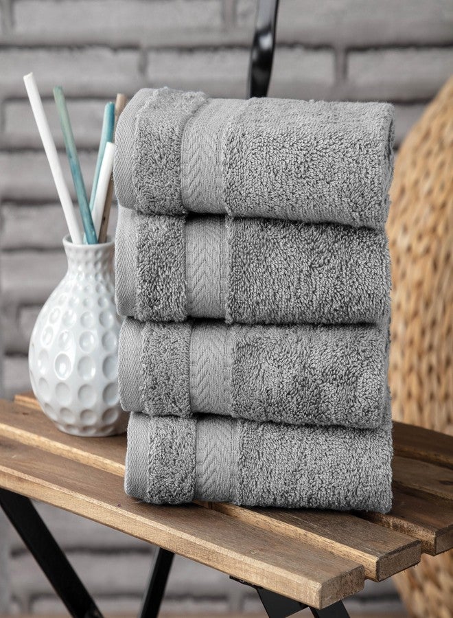 TEXTILOM 100% Turkish Cotton 4 Piece Luxury Washcloth Towel Set for Bathroom & Kitchen, Thick & Super Soft & Highly Absorbent & Quick Dry for Face and Hand- Grey - Image 3