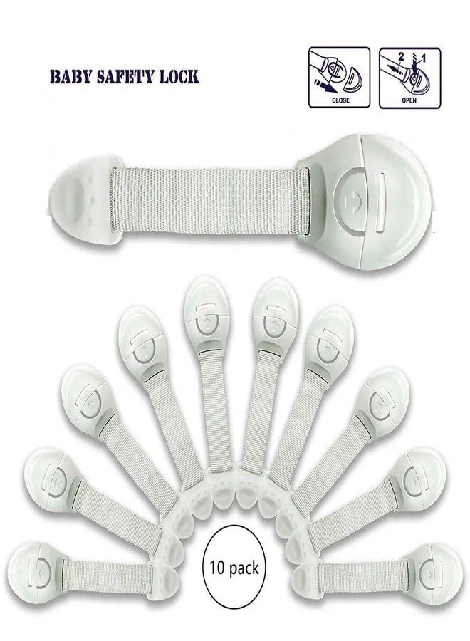 KROYWEN Baby Safety Locks Uses Dual Adhesive Tape Child Proof Cabinets Drawers Appliances Toilet Seat Fridge (White 10 Pcs) - Image 3