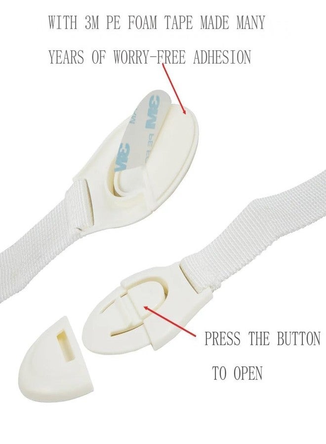 KROYWEN Baby Safety Locks Uses Dual Adhesive Tape Child Proof Cabinets Drawers Appliances Toilet Seat Fridge (White 10 Pcs) - Image 4