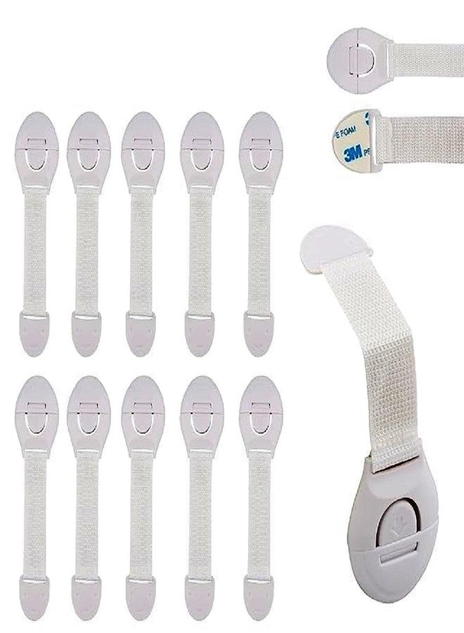KROYWEN Baby Safety Locks Uses Dual Adhesive Tape Child Proof Cabinets Drawers Appliances Toilet Seat Fridge (White 10 Pcs) - Image 1