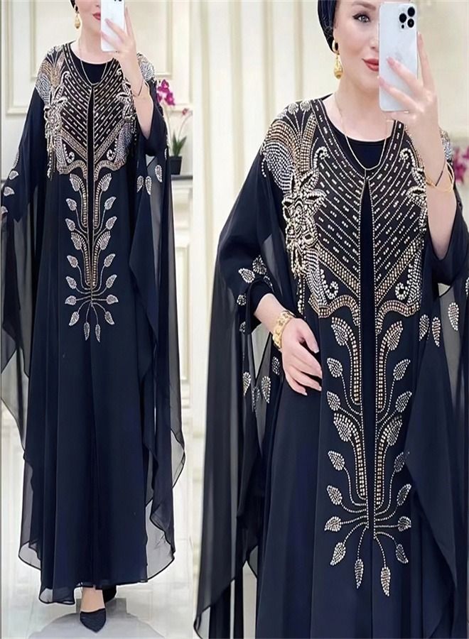 Loquat Women's Fashionable Oversize Dress Black 