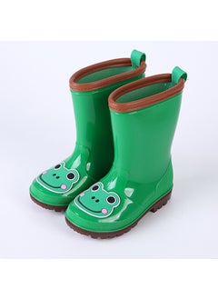 Childrens rain boots cartoon boys and girls Baby students rubber shoes rain boots cartoon childrens water shoes a generation of hair Green Frog