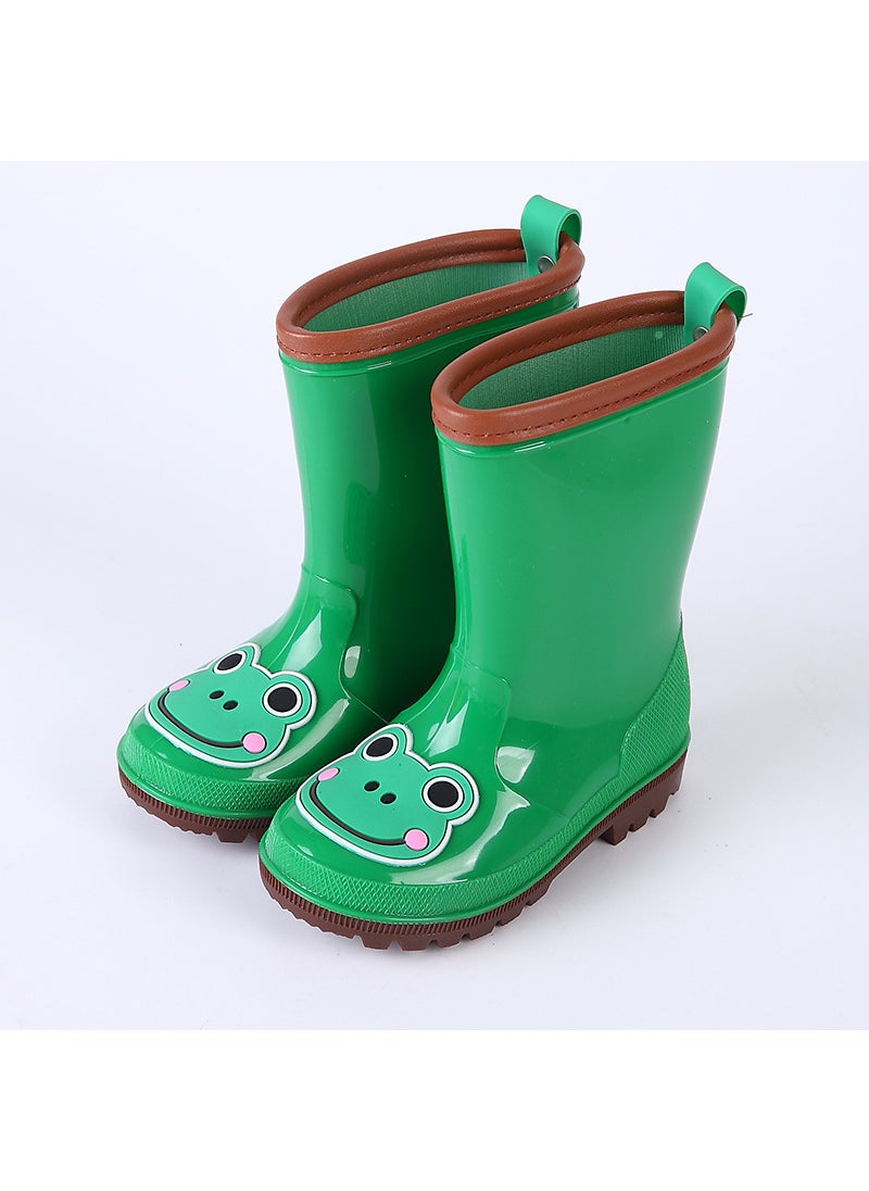 Generic - Childrens rain boots cartoon boys and girls Baby students rubber shoes rain boots cartoon childrens water shoes a generation of hair Green Frog - Image 1