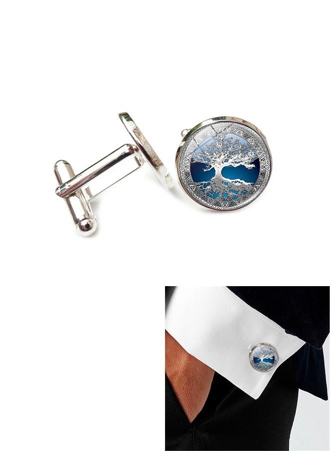 1 pair of men's cufflinks, shirt set cufflinks, silver cufflinks, with a classic calm and unique design, suitable for formal occasions and everyday men's accessories - Image 1