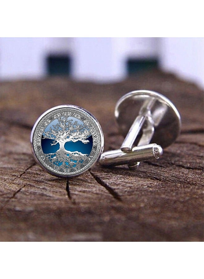 1 pair of men's cufflinks, shirt set cufflinks, silver cufflinks, with a classic calm and unique design, suitable for formal occasions and everyday men's accessories - Image 2