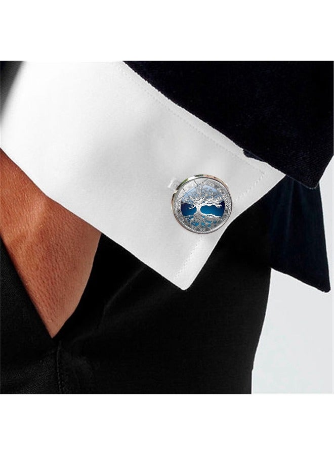 1 pair of men's cufflinks, shirt set cufflinks, silver cufflinks, with a classic calm and unique design, suitable for formal occasions and everyday men's accessories - Image 3