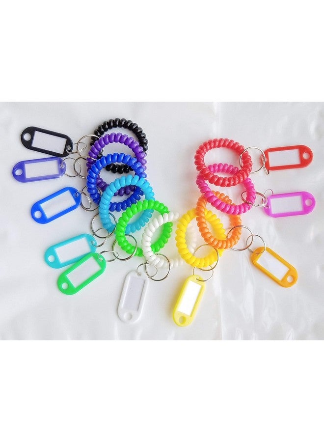 HoAoOo Wrist Keychain Key Tags Spring Spiral Stretch Coil Wristband Key Ring Key Chain For Gym Pool Id Badgekeys(10 Set) - Image 2