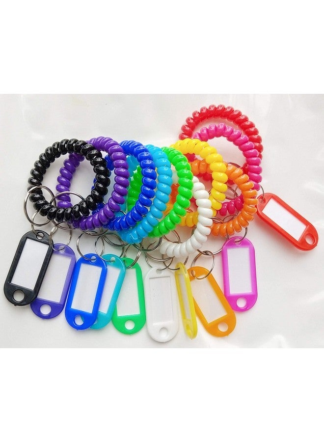 HoAoOo Wrist Keychain Key Tags Spring Spiral Stretch Coil Wristband Key Ring Key Chain For Gym Pool Id Badgekeys(10 Set) - Image 4