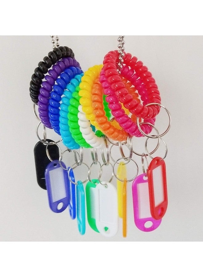 HoAoOo Wrist Keychain Key Tags Spring Spiral Stretch Coil Wristband Key Ring Key Chain For Gym Pool Id Badgekeys(10 Set) - Image 3