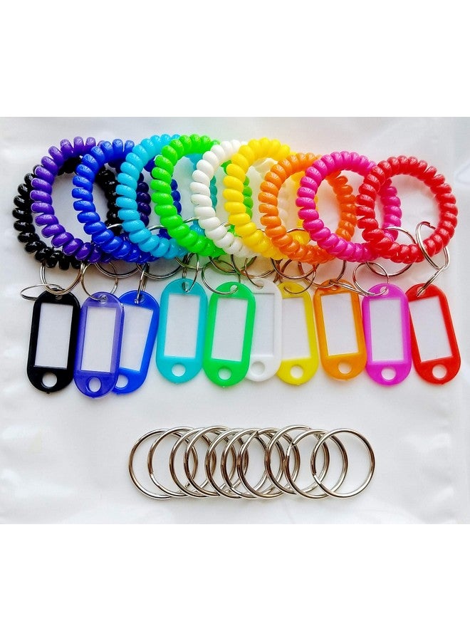 HoAoOo Wrist Keychain Key Tags Spring Spiral Stretch Coil Wristband Key Ring Key Chain For Gym Pool Id Badgekeys(10 Set) - Image 5