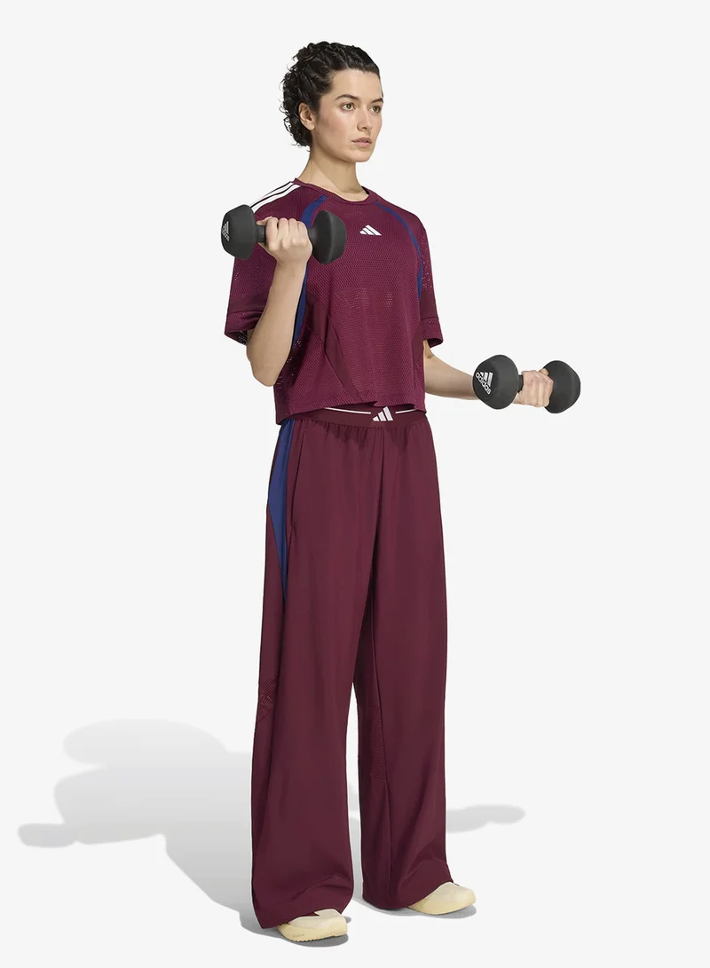 Adidas MAROON Hyperglam Colourblock Woven Sweatpants for Women | Best Price UAE