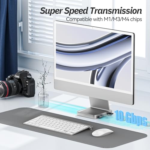 minisopuru USB C Hub for iMac 24 inch 2021/2023/2024, Minisopuru iMac Hub Support M.2 NVMe SSD, iMac Accessories for iMac M1/M3/M4, iMac Adapter with USB A/C 10Gbps, SD/TF, M.2 SSD (Not Included), Silver - Image 5