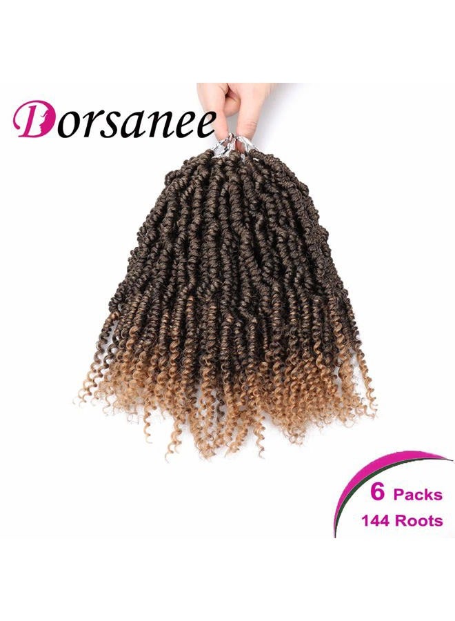Dorsanee Bomb Twist Crochet Hair 6 Packs 10 Inch Spring Twist Crochet Braids Pretwisted Passion Twist Hair Pre looped Crochet Hair Synthetic Braiding Hair Extension Fluffy Twist Dreadlocks Hair for Women(T27#) - Image 4