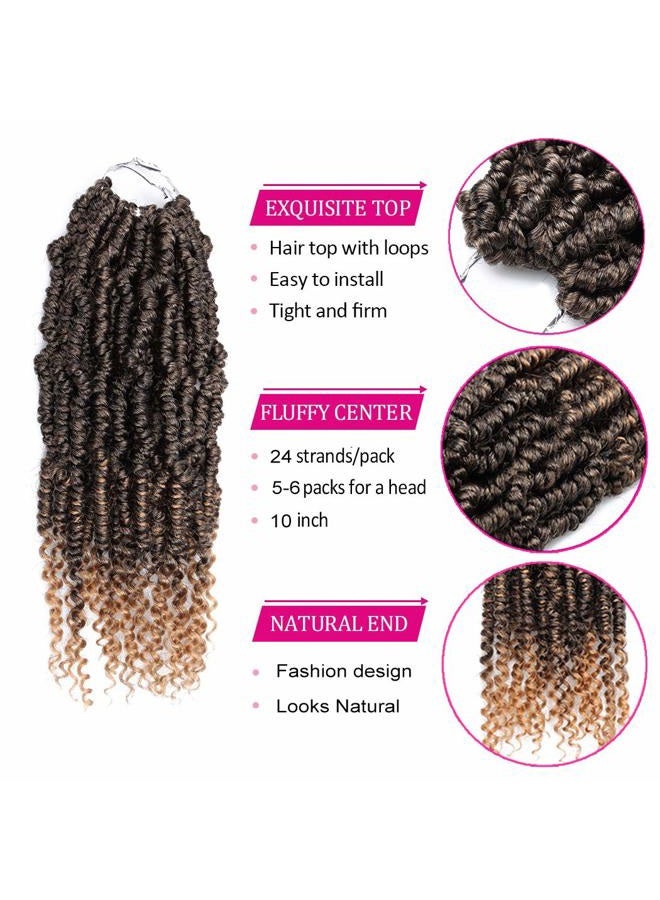 Dorsanee Bomb Twist Crochet Hair 6 Packs 10 Inch Spring Twist Crochet Braids Pretwisted Passion Twist Hair Pre looped Crochet Hair Synthetic Braiding Hair Extension Fluffy Twist Dreadlocks Hair for Women(T27#) - Image 3