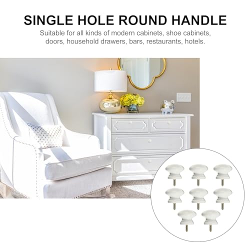 Uonlytech 8pcs Self-Tapping Solid Wood Handle Round Cabinet Knob Dresser Pulls Wood Knob Drawer Knobs Chinese Door Closet Dresser Mini Vanity Desk Handle for Doors Jewelry Box - Image 3