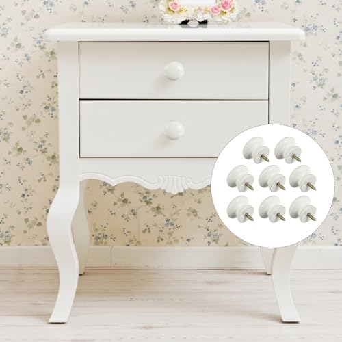 Uonlytech 8pcs Self-Tapping Solid Wood Handle Round Cabinet Knob Dresser Pulls Wood Knob Drawer Knobs Chinese Door Closet Dresser Mini Vanity Desk Handle for Doors Jewelry Box - Image 5