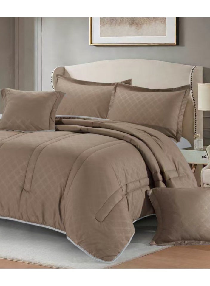 سمارت هوم مفرش صيفي نفرين يناسب سرير مقاس 200x200 سم - طقم مفارش 6 قطع فخم مصنوع من المايكروفايبر 100% ، غطاء سرير ، قابل للإستخدام على الوجهين، طقم مفارش بحشوة دبل ، طقم نوم يتكون من 6 قطع ( 1 مفرش بحشوة + 1 واقي مرتبة مطاط + 2 كيس مخدة + 2 كيس وسادة ديكورية مربعة ) مقاس المفرش 260X240 سم ومقاس واقي المرتبة 200x200 سم - Image 2