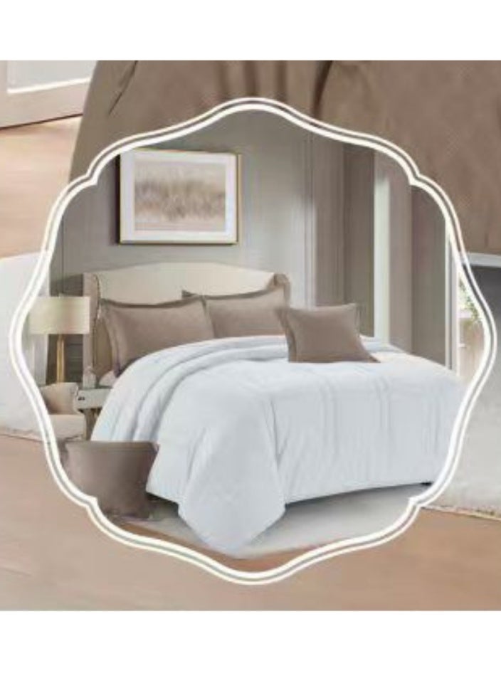 سمارت هوم مفرش صيفي نفرين يناسب سرير مقاس 200x200 سم - طقم مفارش 6 قطع فخم مصنوع من المايكروفايبر 100% ، غطاء سرير ، قابل للإستخدام على الوجهين، طقم مفارش بحشوة دبل ، طقم نوم يتكون من 6 قطع ( 1 مفرش بحشوة + 1 واقي مرتبة مطاط + 2 كيس مخدة + 2 كيس وسادة ديكورية مربعة ) مقاس المفرش 260X240 سم ومقاس واقي المرتبة 200x200 سم - Image 5