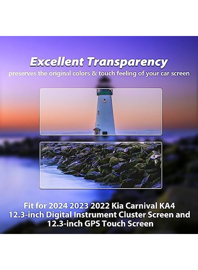 2023 2024 Kia Carnival 12.3 Inch Digital Gauge Cluster Screen Protector Tempered Glass Anti Glare - Image 4