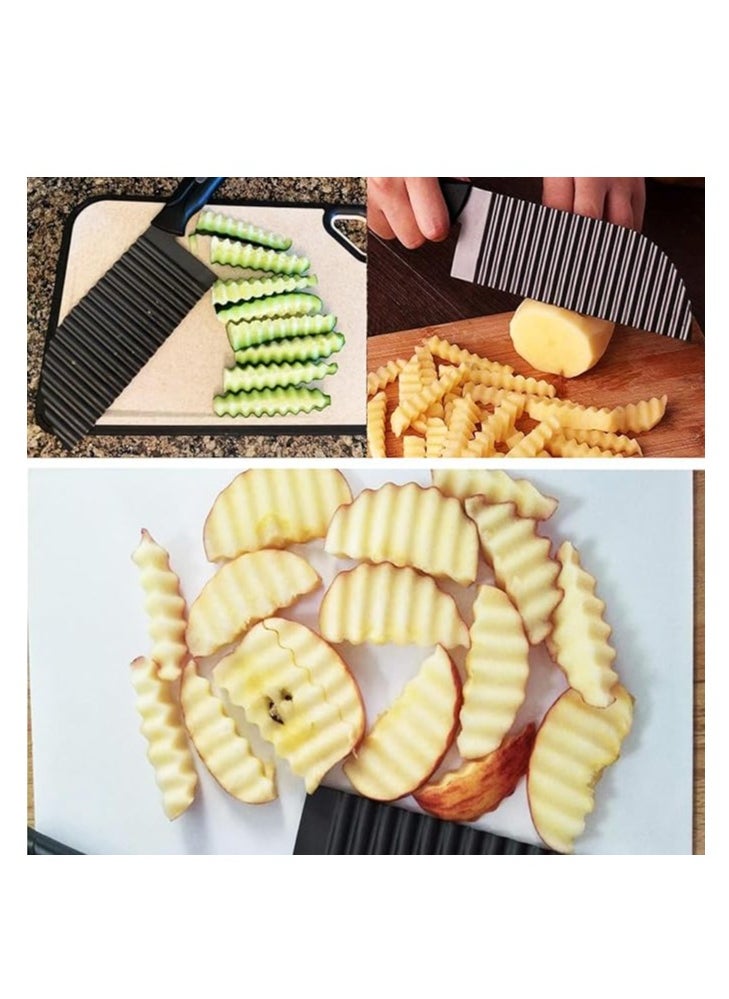 Cool Baby COOLBABY Crinkle Potato Cutter - Stainless Steel French Fries Slicer Handheld Chipper Chopper Potato Carrot Chopping Knife Home Kitchen Wavy Blade Cutting Tool Large Size 2.9" x 11.8"  - Image 2