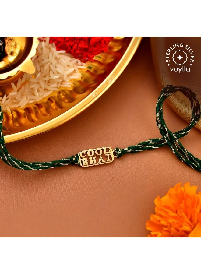 VOYLLA 925 Sterling Silver Gold Micron Plated Cool Bhai Thread Rakhi