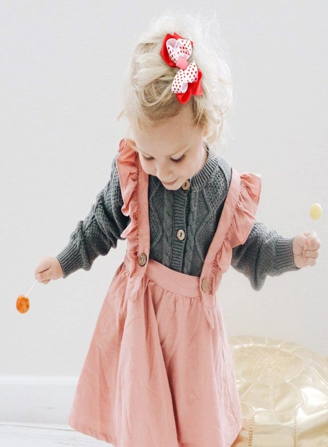 TOKUFAGU Valentine Hair Bow Large Red Clips with Pink Love Ribbon,Valentine's Day Bows for Girls Double Layer Heart Hair Clip Bow Bowknot Headwear Hairpin Alligator Clips for Women Girls - Image 3