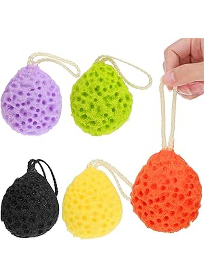 5pcs Exfoliating Bath Sponge Loofah Pouf For Deep Cleansing Soft Random Color - Image 1