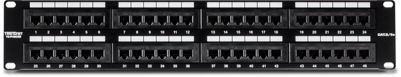 Trendnet 48-Port Cat5/5e Unshielded Patch Panel, TC-P48C5E, 2U 19 inch Rackmount Design or Wall Mount, Cable Management, NDAA Compliant, 48 x Gigabit RJ-45 Ports - Image 5