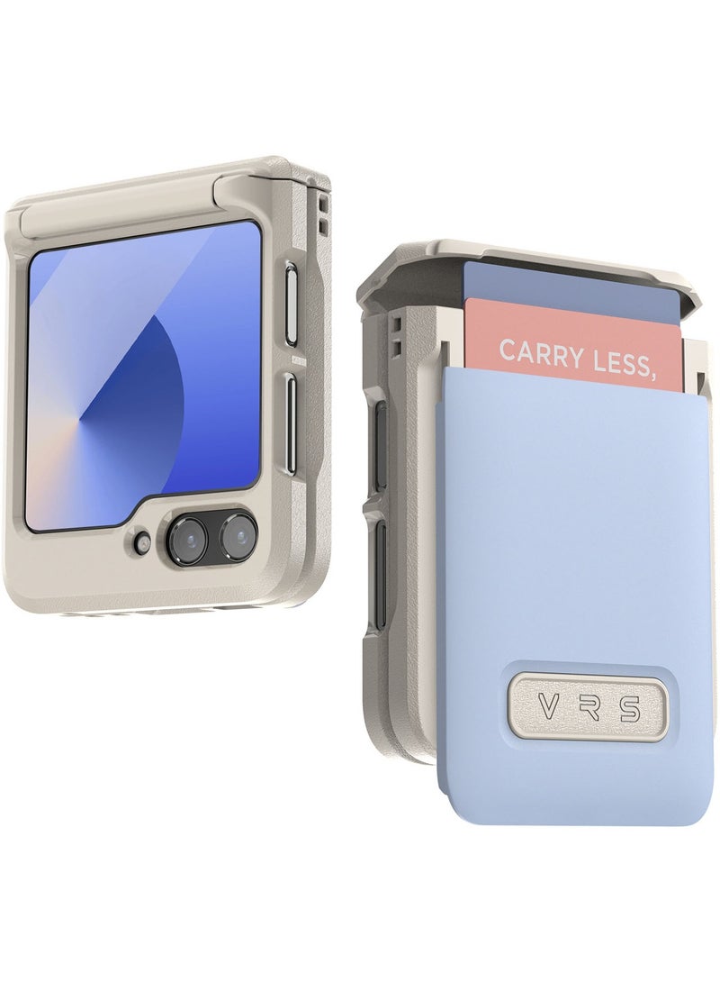 VRS Design D-Wallet Pebble Samsung Galaxy Z Flip 6 Case Cover Wallet [2 Card Holder Slot] with [Hinge Protection] - Cotton Blue - Image 1