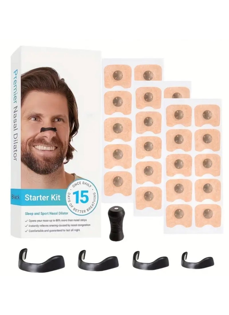 CleanWave - The Pure Effect Nasal Strips Starter Kit (15 ct, Black) – Extra Strength Snoring Relief, Breathe Easier & Sleep Better – Boosts Oxygen, Sweat-Resistant & Skin-Friendly  - Image 1
