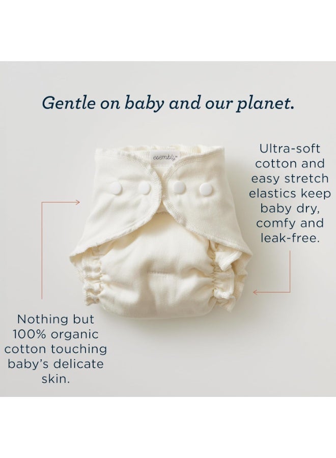 Esembly Cloth Diaper Bundle Set - 3 Organic Cotton Absorbent Inners and 1 Waterproof Outer Diaper Cover - Reusable, Washable, Snap Closure Cloth Diapers - Size 2 (18-35lbs), Mist - Image 3
