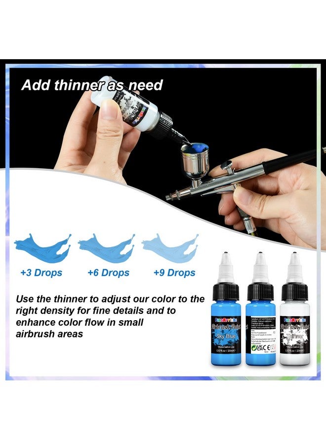 FansArriche Airbrush Paint Set 34 Colors Acrylic Air Brush Paint Kit With 2 Thinner Ready To Spray Water Based Opaque & Neon Colors For Beginners Artists Diy Projects 20 Ml/Bottle - Image 3