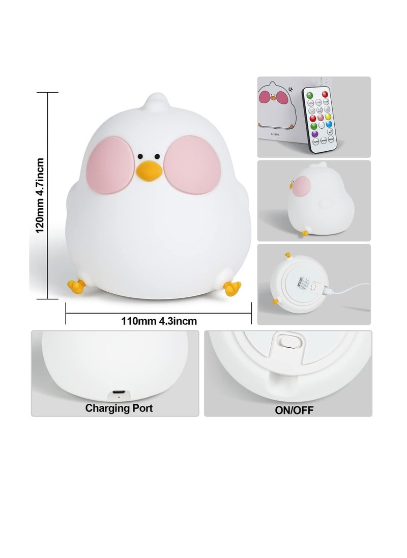 Y&D Night Light for Kids, Chick Silicone Light, Soft Kawaii USB Rechargeable Kids Lights Bedroom, Touch 7 Colors Control Baby Gift Boys and Girls  - Image 2