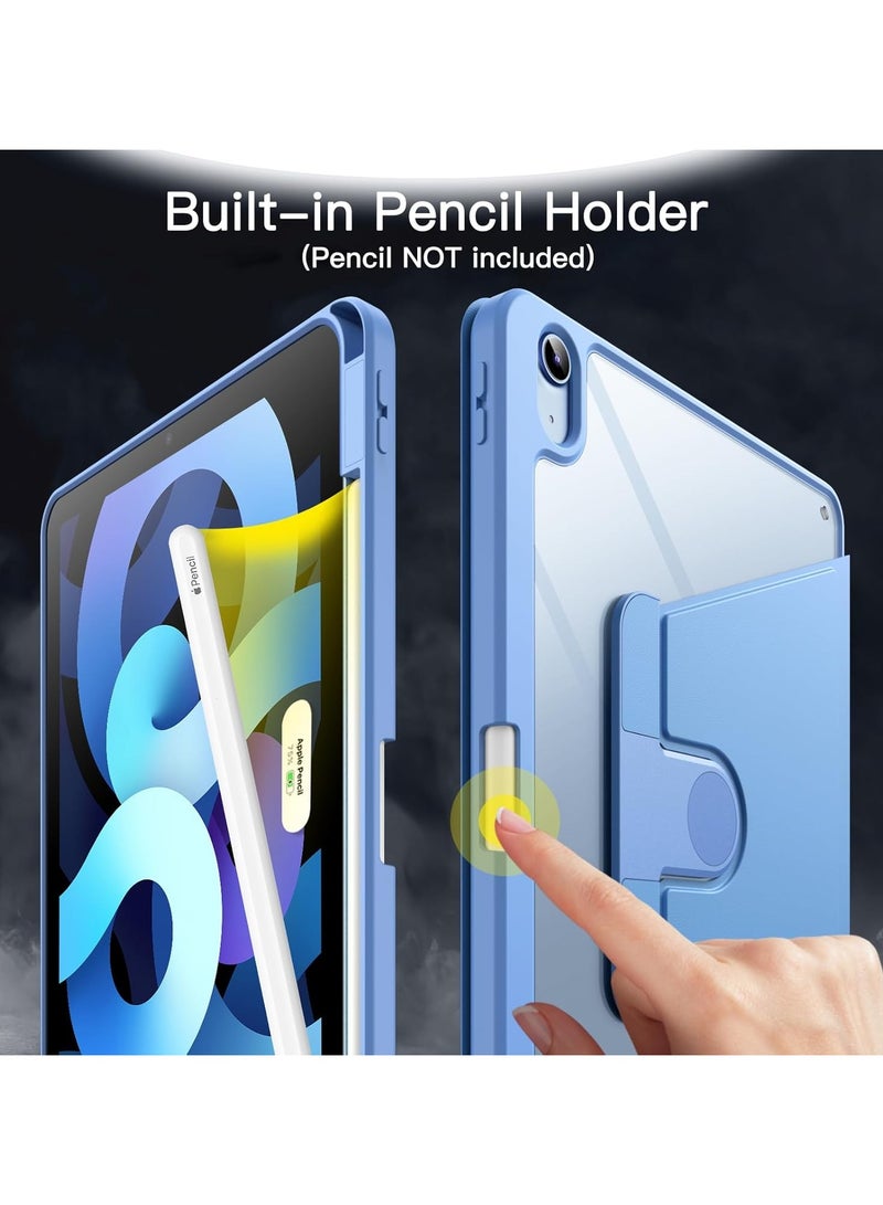 DUSALA Rotating Case for iPad Air 11-Inch M3/M2 (2025/2024), iPad Air 5/4 (2022/2020 5th/4th Generation 10.9-Inch) with Pencil Holder,360 Degree Rotation Protective Stand Slim Cover Clear Back, Auto Wake/Sleep (iPad Air) - Image 5