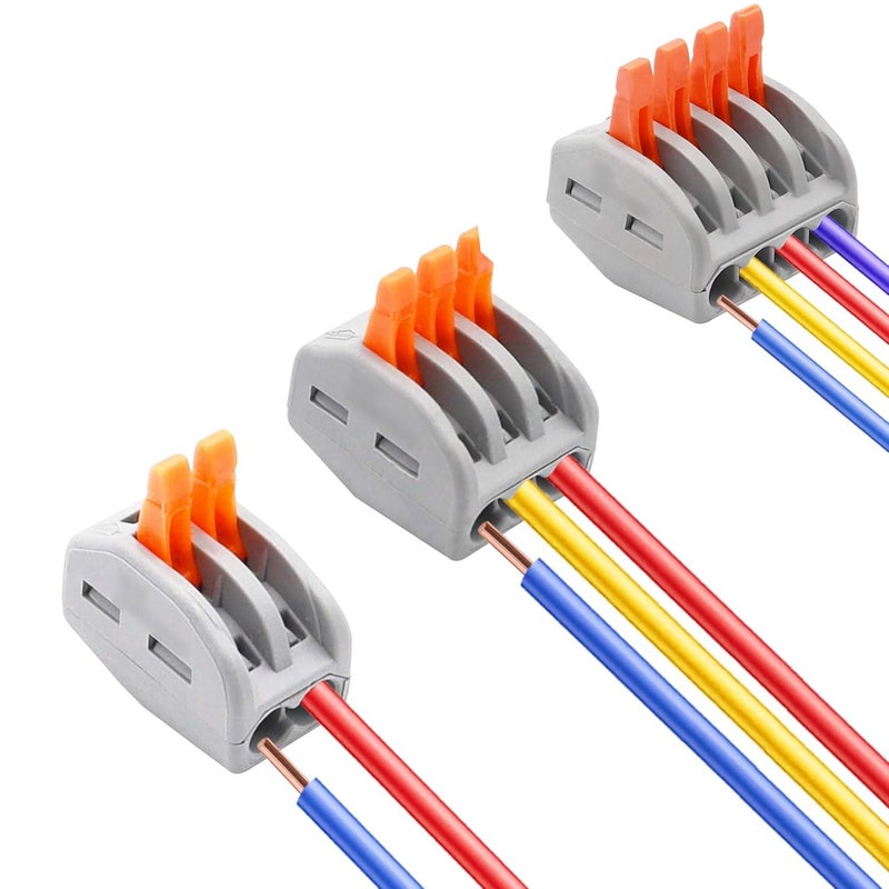 Intotal Slite Electrical Supply Lever Nut Wire Connector, 3-Port PCT-213, 100 Pack, Grey Plastic DIN Rail Mount Terminal Block - Image 4