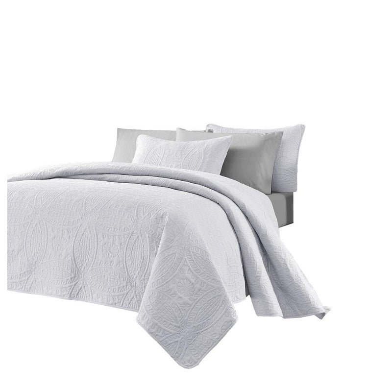 Chezmoi Collection Chezmoi Collection 3 Piece 118 by 106 Austin Oversized Bedspread Coverlet Set King White 