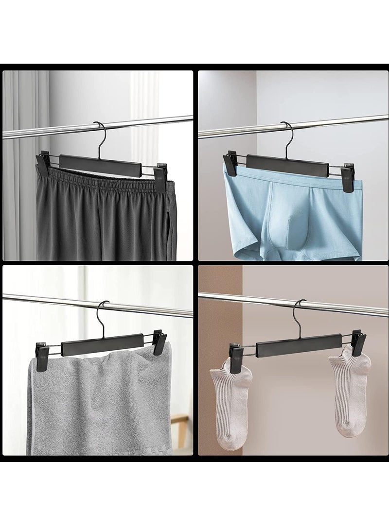 LEDIN Pants Hanger with Adjustable Anti-Rust Clips for Pants, Skirts, Clothes Hanger, Hangers Clothes Black (10 Pack)  - Image 4