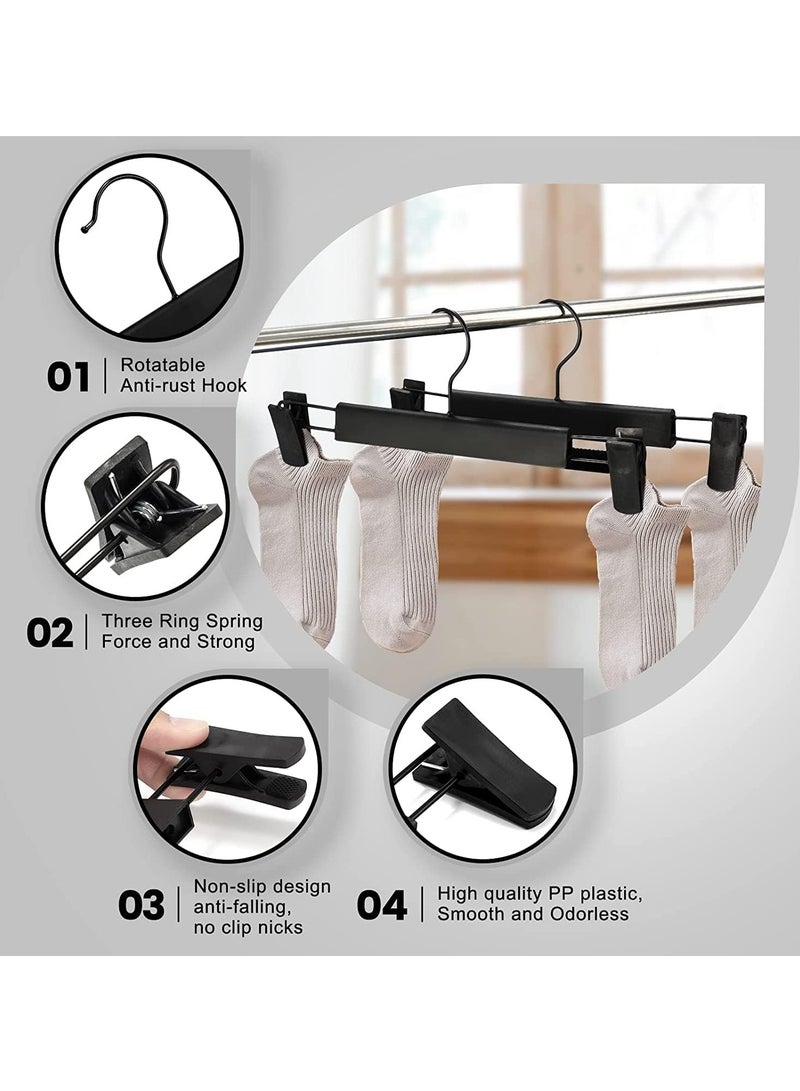 LEDIN Pants Hanger with Adjustable Anti-Rust Clips for Pants, Skirts, Clothes Hanger, Hangers Clothes Black (10 Pack)  - Image 5