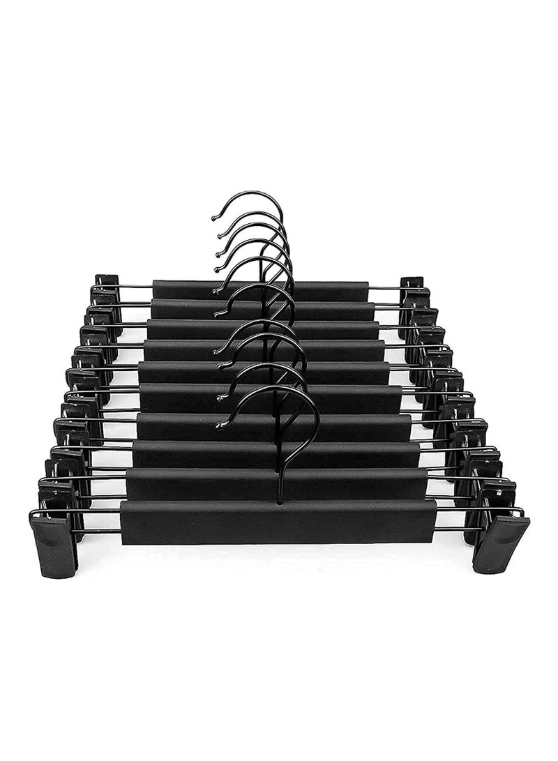 LEDIN Pants Hanger with Adjustable Anti-Rust Clips for Pants, Skirts, Clothes Hanger, Hangers Clothes Black (10 Pack)  - Image 1