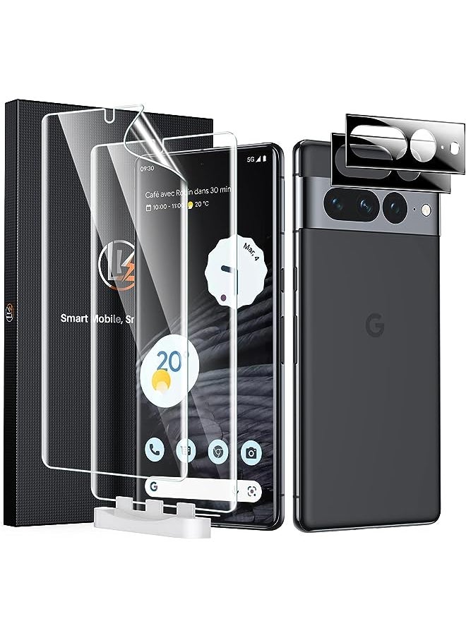 LK - 2 Pack For Google Pixel 7 Pro Screen Protector & 2 Pack Lens Protector With Positioning Tool, Self-Healing Tpu Film, Scratch-Resistant, Ultra-Thin Screen Protector For Pixel 7 Pro, Clear, 6.7-Inch - Image 1