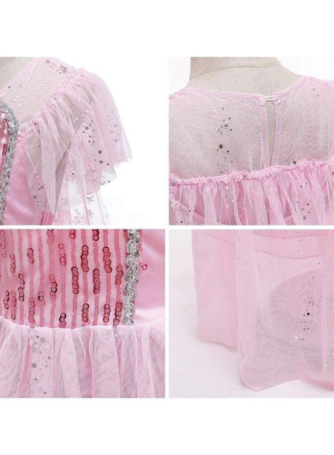 Loquat Princess Costume Snow Queen Princess Fancy Dress Up Sequin Tulle Long Dress With Accessories For Kids 89x66x117cm - Image 4