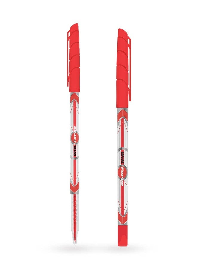 WIN Force Ball Pens | 20 Red Ink Pens | 0.7 mm Tip | Comfortable Grip | Ergonomic Grip for Comfortable & Smooth Writing | Pens for Students - Image 1