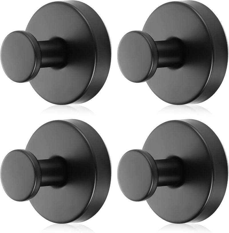 Dntorx Vacuum Suction Cup Hooks, 4 Pack Stainless Steel Suction Hook for Shower Bathroom Towel Hooks Shower Hooks Holders Hanging Towels, Loofah, Robe, Coat(Black) - Image 1