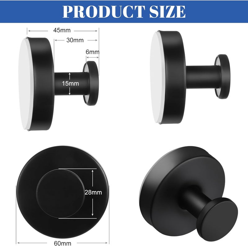 Dntorx Vacuum Suction Cup Hooks, 4 Pack Stainless Steel Suction Hook for Shower Bathroom Towel Hooks Shower Hooks Holders Hanging Towels, Loofah, Robe, Coat(Black) - Image 3