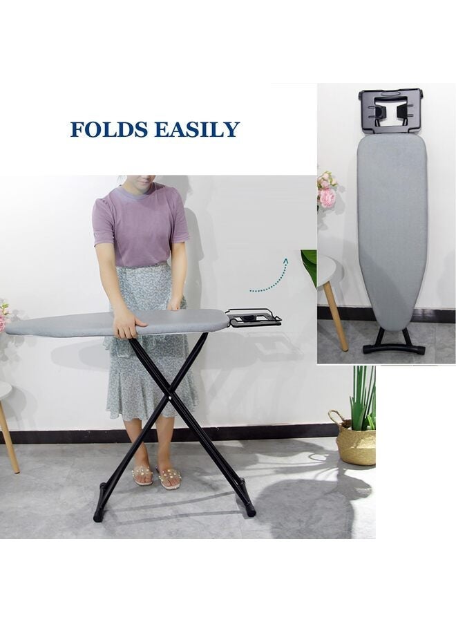 Deluxe Ironing Board with Heat Resistant Cover and Thicken Felt Pad, Heavy Sturdy Legs,Full Size Hanger Iron Board,Foldable (Grey) - Image 3