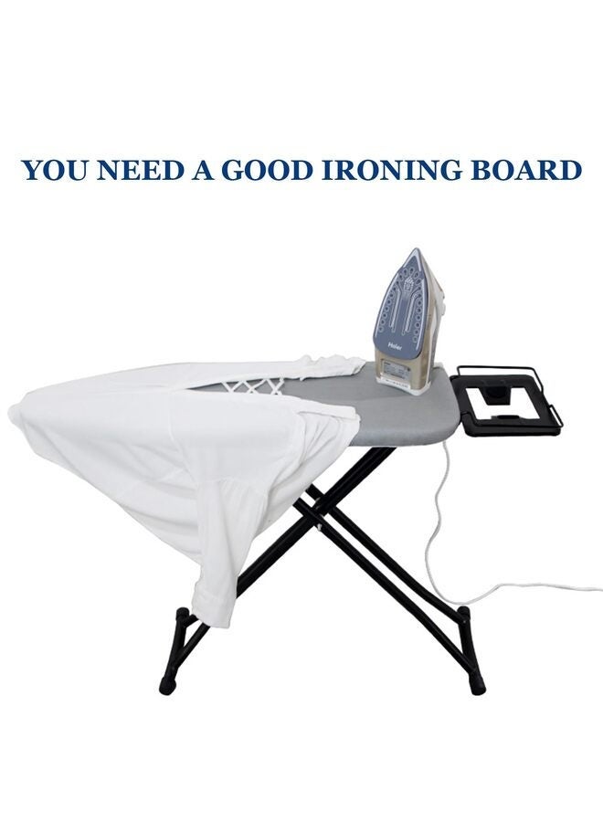Deluxe Ironing Board with Heat Resistant Cover and Thicken Felt Pad, Heavy Sturdy Legs,Full Size Hanger Iron Board,Foldable (Grey) - Image 2