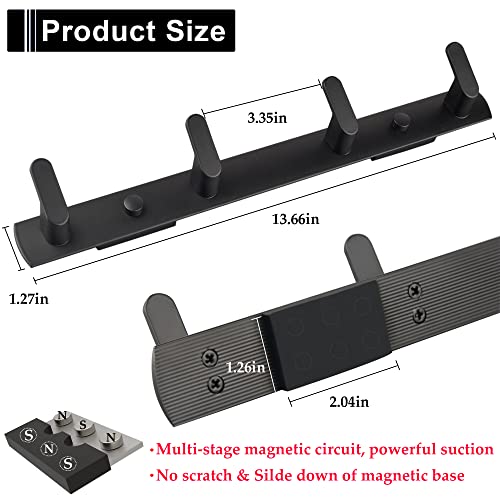ULIBERMAGNET Magnetic Hooks,Heavy Duty Coat Magnetic Rack,Strong Rubber Magnetic Hanger for Refrigerator,Metal Cabinet,Hanging Coat, Towel, Bag, Backpack(Matte Black/4 Hooks) - Image 2